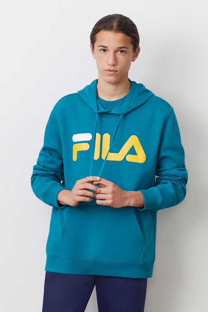 Fila Hoodie Panske Flori Modre - DQENT6380